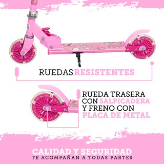 Foto 6 | Patín del Diablo Guevara Sports Rosa Infantil Plegable y Ajustable con 2 Ruedas y Luz Led