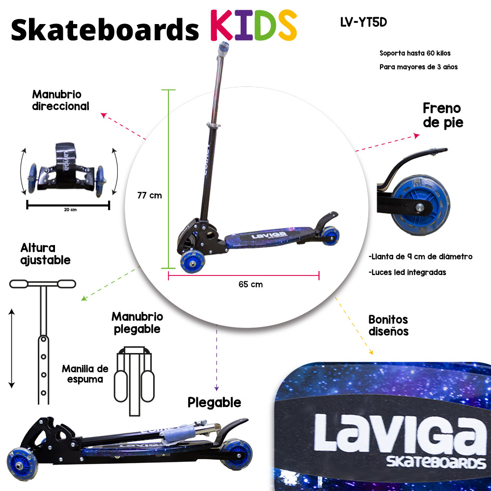 Foto 2 | Scooter Patín Para Niños Con Luz Led Diseño Galaxia