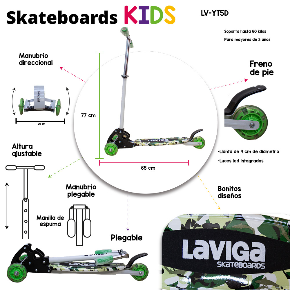 Foto 2 | Scooter Patín con Luz Led Verde para Niños