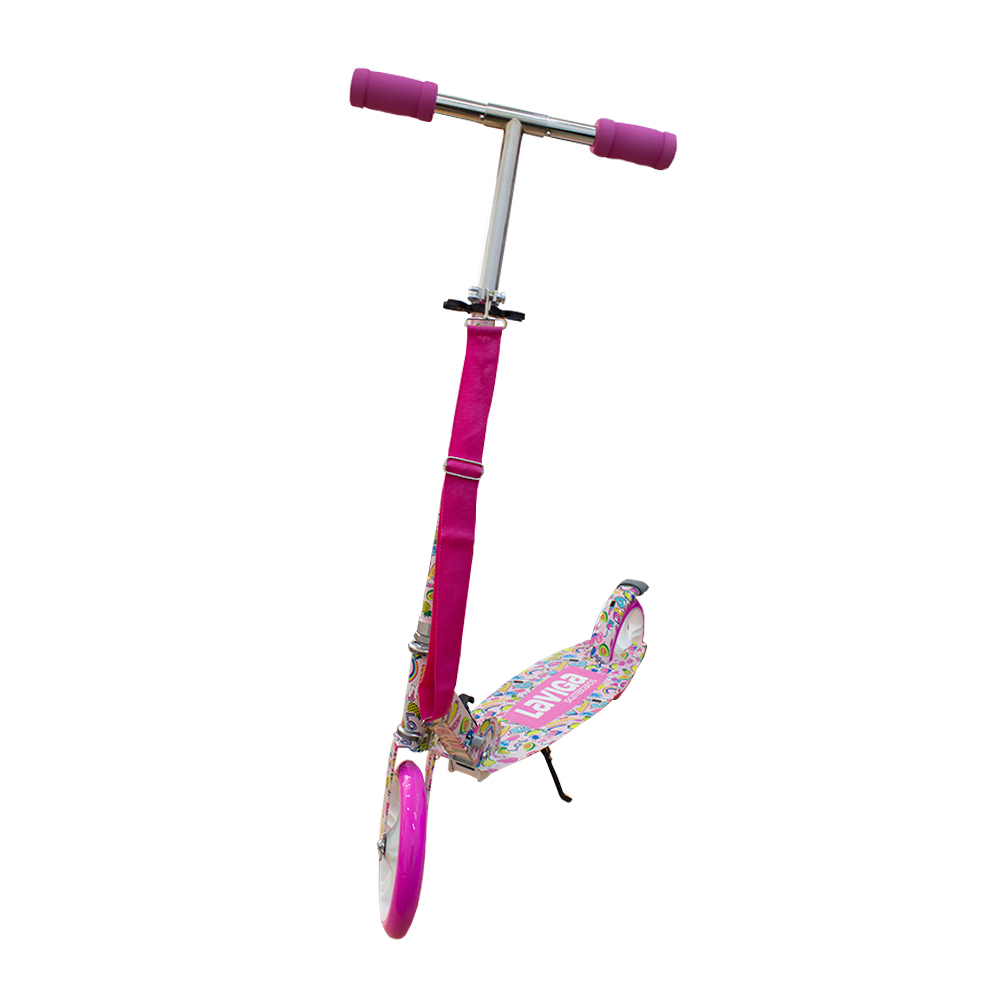 Scooter Plegable Patín Juvenil Diseño Sctickers Color Rosa