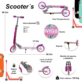 Foto 2 | Scooter Plegable Patín Juvenil Diseño Sctickers Color Rosa
