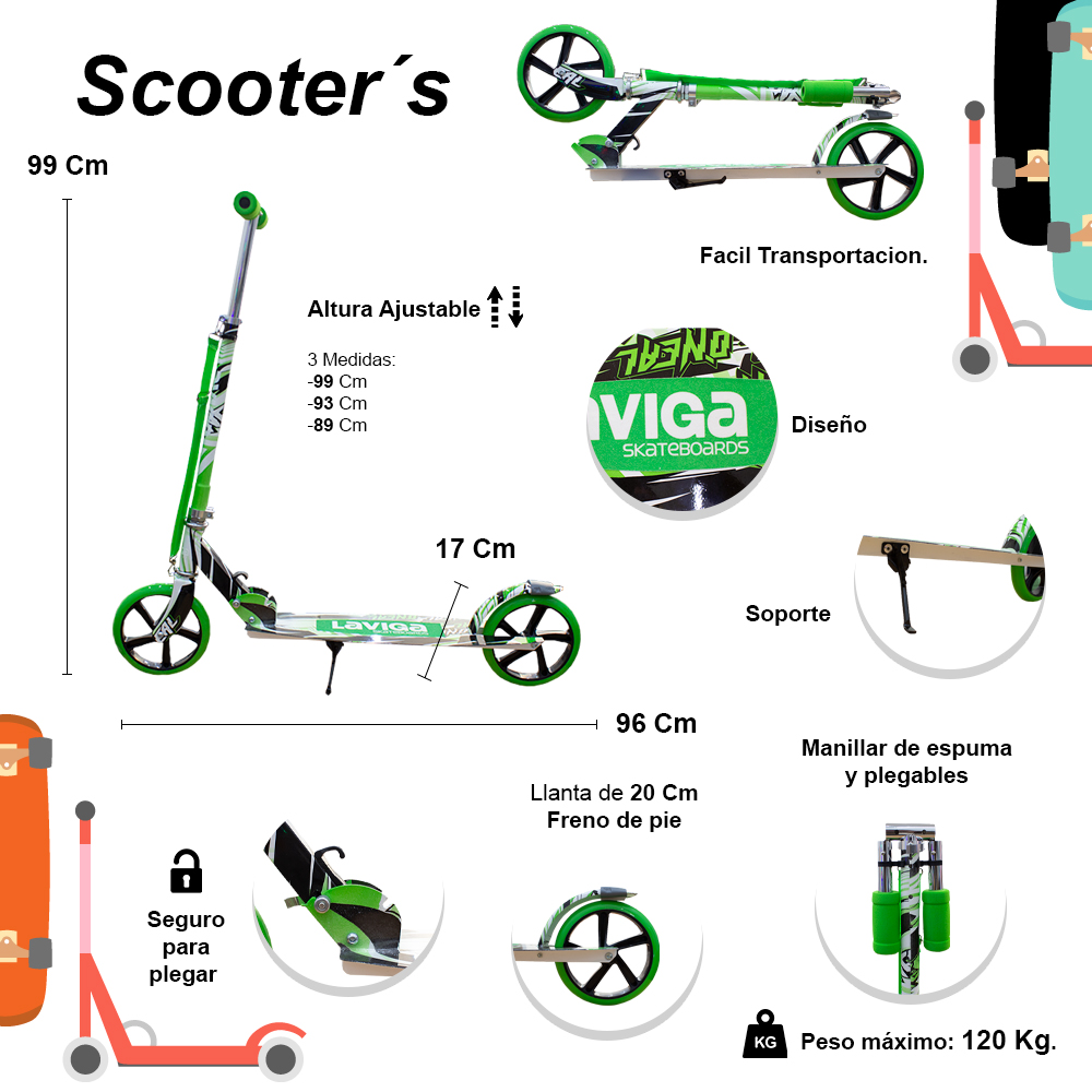 Foto 2 | Scooter Plegable Patín Juvenil Diseño Grafiti Color Verde