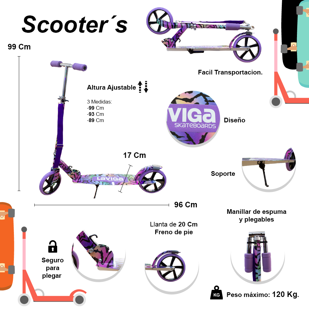 Foto 2 | Scooter Plegable Patín Juvenil Diseño Estrellas Tie Dye