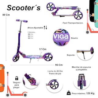 Foto 2 | Scooter Plegable Patín Juvenil Diseño Estrellas Tie Dye