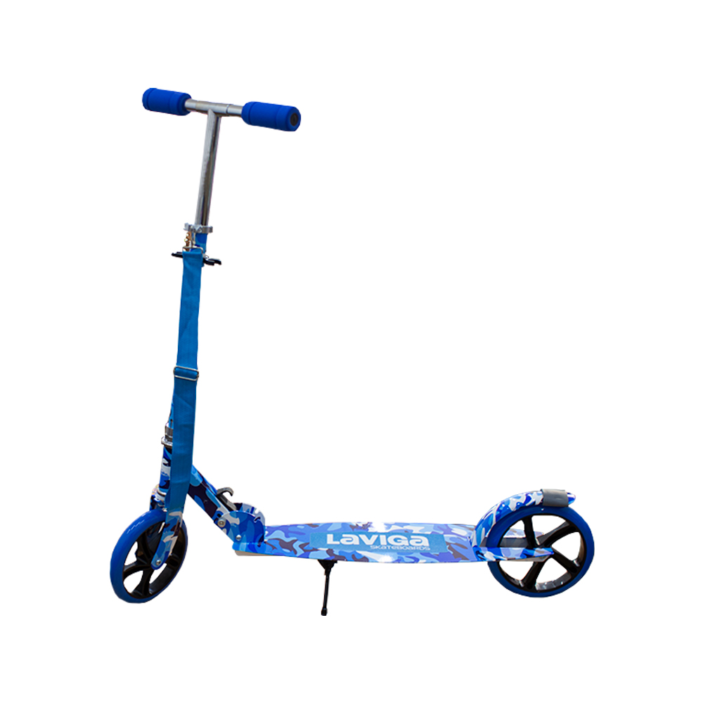 Foto 4 pulgar | Scooter Patín Plegable Juvenil Camuflaje Azul Con Accesorios Rojos