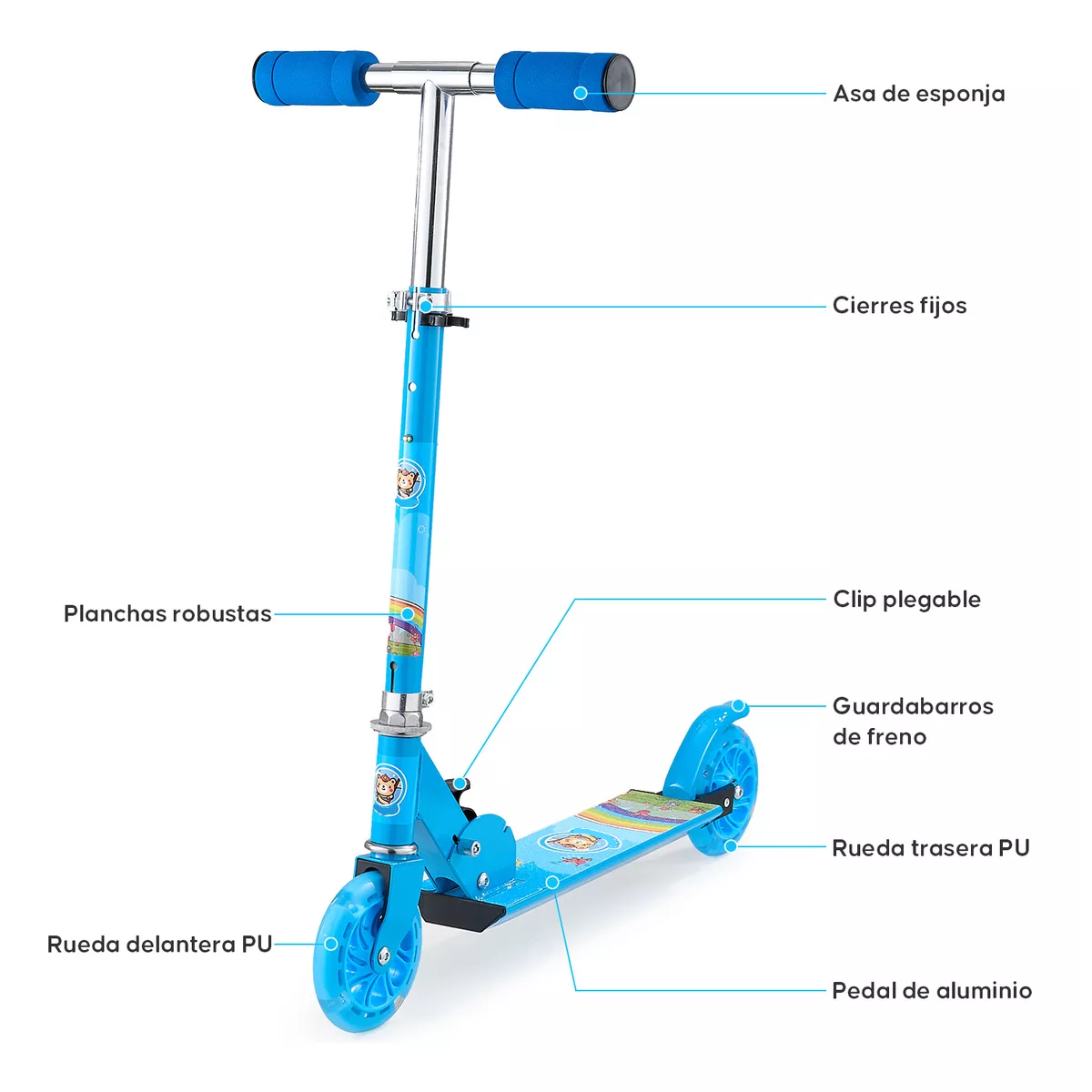 Foto 4 pulgar | Scooter Plegable Regulable En Altura Eo Safe Imports Esi-17420 Azul