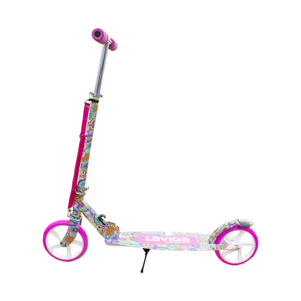 Foto 3 pulgar | Scooter Patín Juvenil Diseño Flores Con Casco Y Protecciones Color Rosa