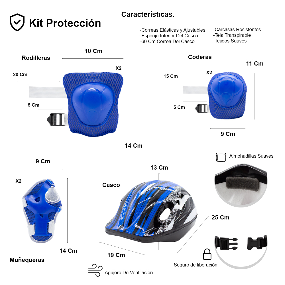 Foto 6 pulgar | Scooter Patín Juvenil Diseño Calaveras Con Casco Y Protecciones Azules
