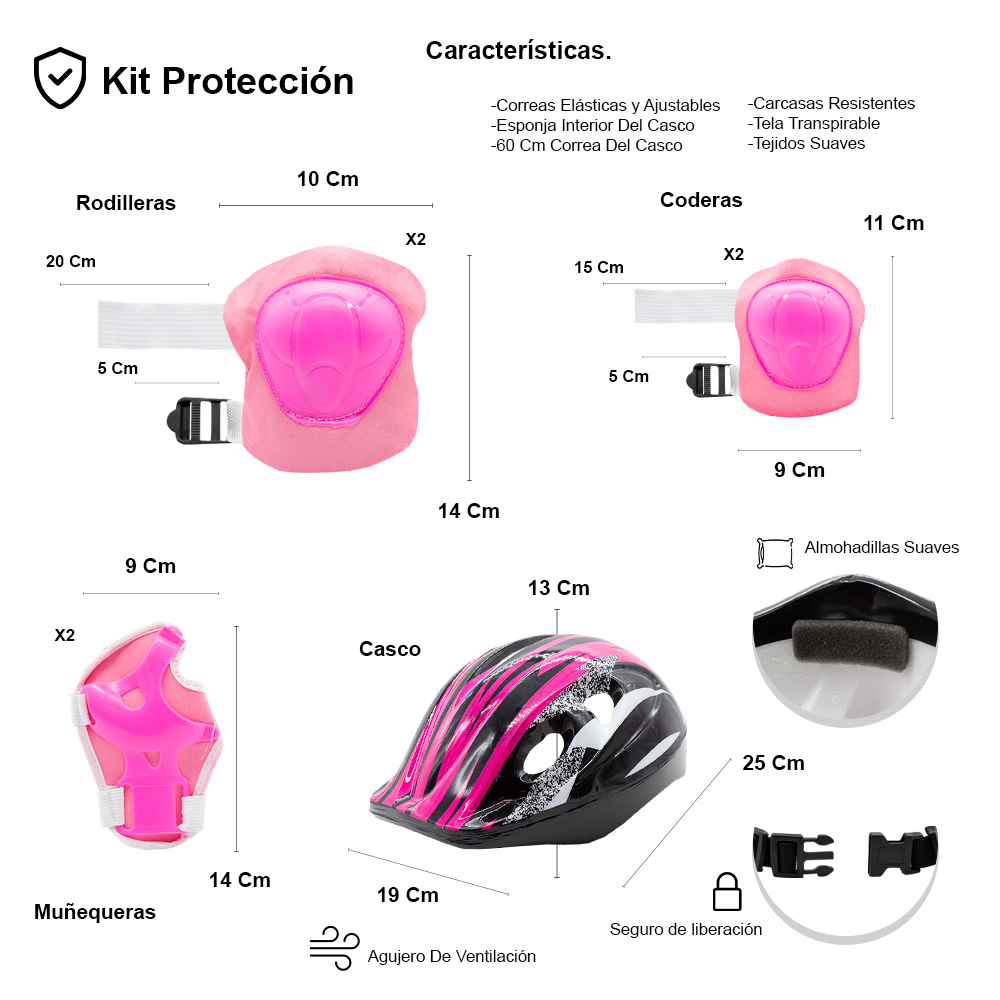 Foto 6 pulgar | Scooter Patín Juvenil Diseño Stickers Con Casco Y Protecciones Color Rosa