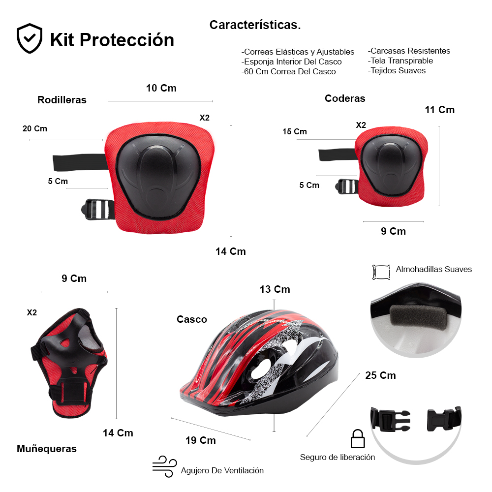 Foto 6 pulgar | Scooter Patín Juvenil Diseño Calaveras Con Casco Y Protecciones Color Rojo