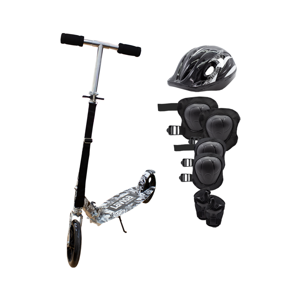 Foto 1 | Scooter Patín Juvenil Diseño Calaveras Con Casco Y Protecciones Color Negro