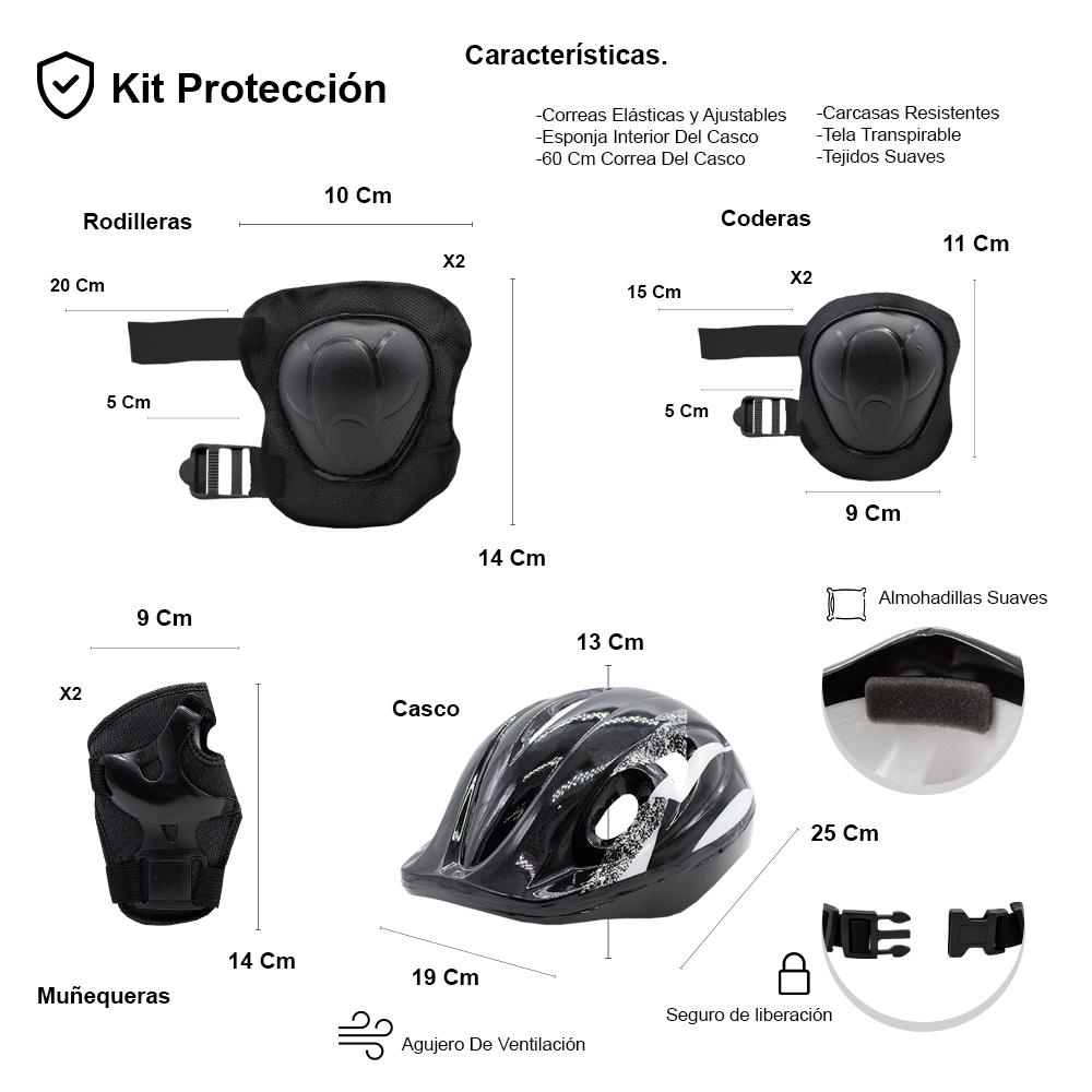 Foto 6 pulgar | Scooter Patín Juvenil Diseño Calaveras Con Casco Y Protecciones Color Negro