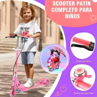 Foto 3 | Patinete Infantil Plegable Ajustable De 3 Ruedas Con Luz Led Eo Safe Imports Esi-13060-1 Rosa