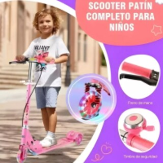 Foto 3 | Patinete Infantil Plegable Ajustable De 3 Ruedas Con Luz Led Eo Safe Imports Esi-13060-1 Rosa