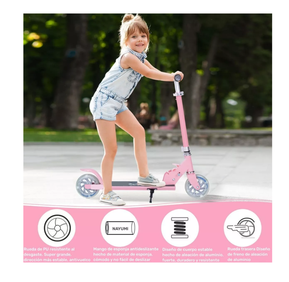 Foto 3 | Monopatín Plegable Con Luces Para Niñas Belug Rosa