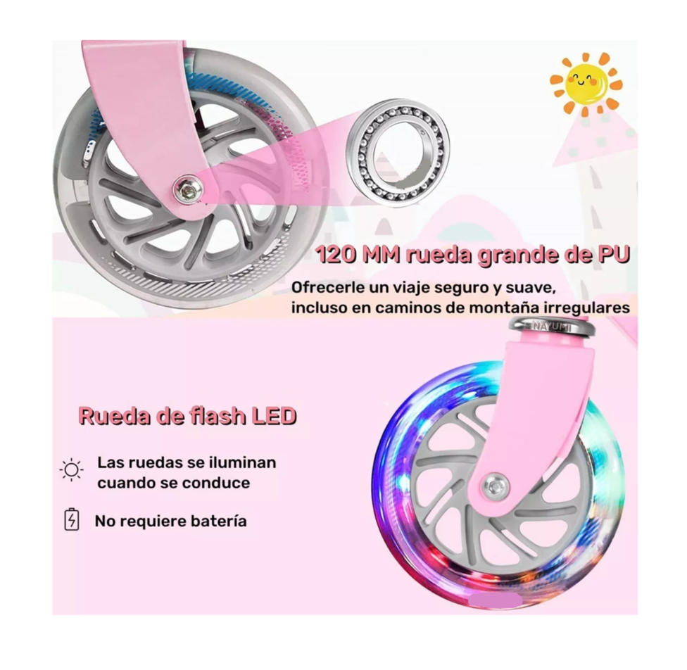 Foto 4 | Monopatín Plegable Con Luces Para Niñas Belug Rosa