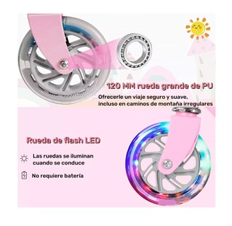 Foto 4 | Monopatín Plegable Con Luces Para Niñas Belug Rosa