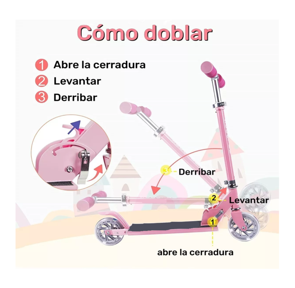 Foto 5 | Monopatín Plegable Con Luces Para Niñas Belug Rosa