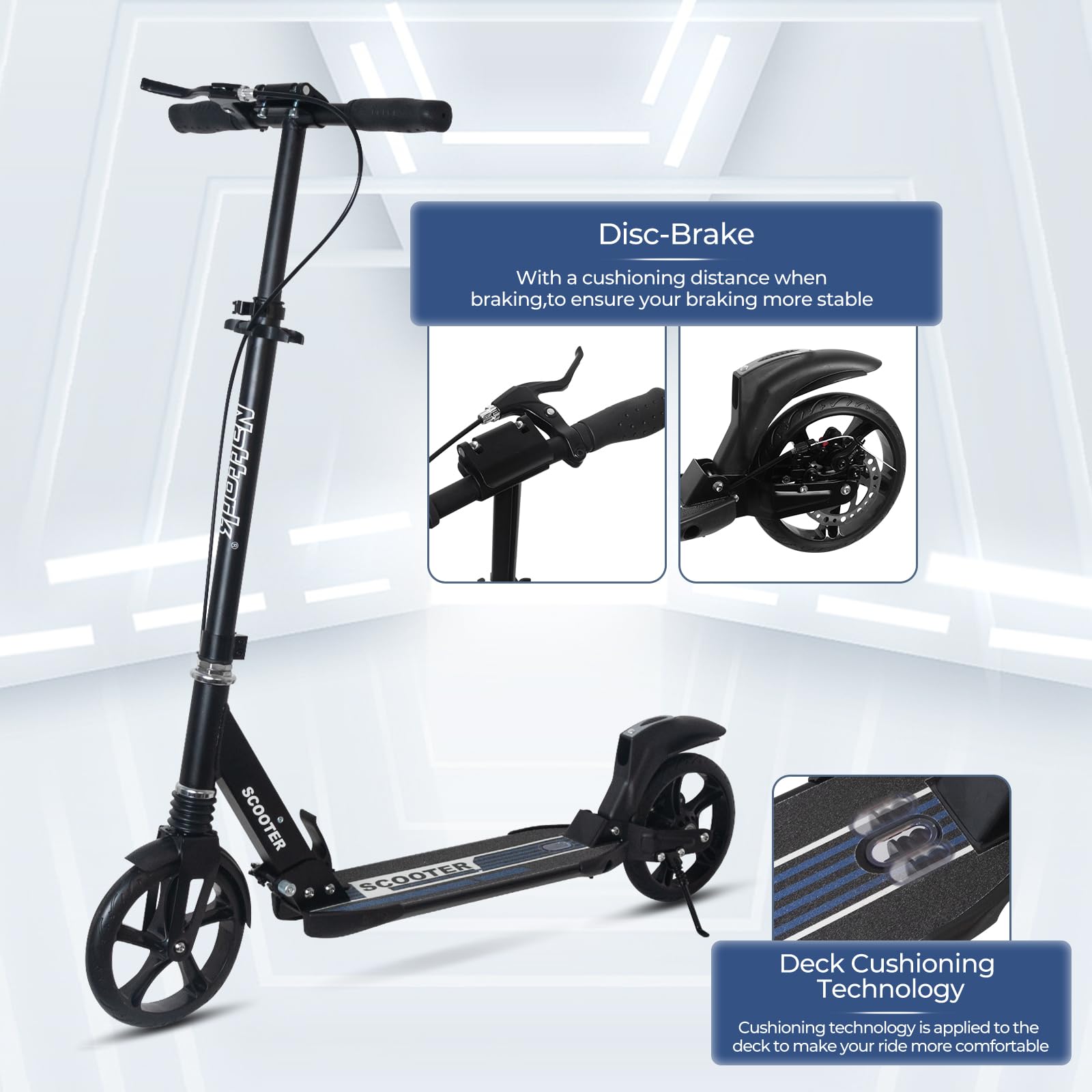 Foto 3 pulgar | Scooter Nattork Big Wheel Para Niños De 8 A 12 Años Con Freno De Disco - Venta Internacional.