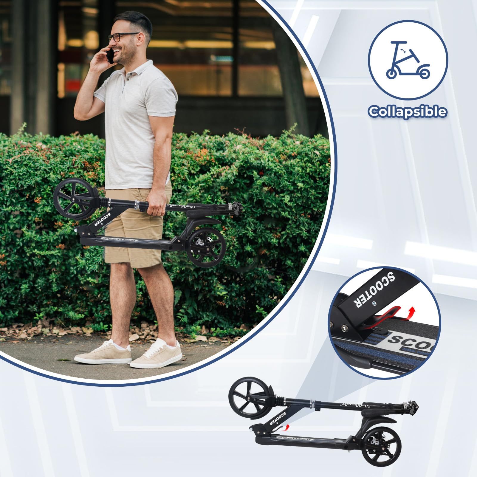 Foto 5 pulgar | Scooter Nattork Big Wheel Para Niños De 8 A 12 Años Con Freno De Disco - Venta Internacional.