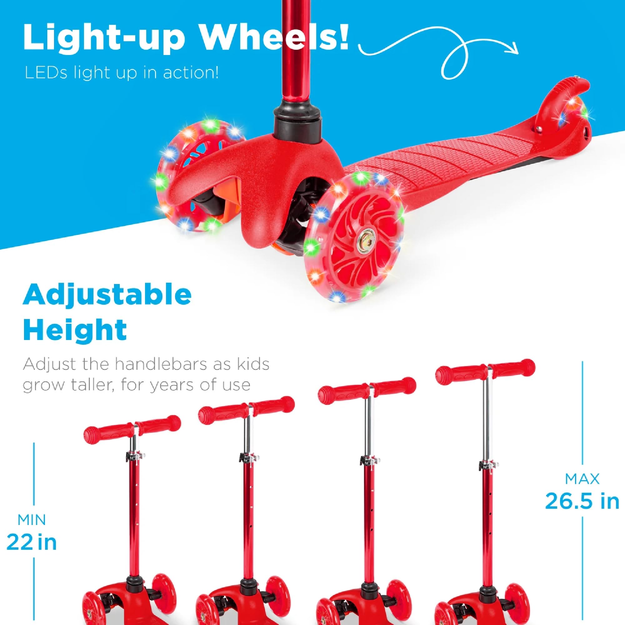 Foto 3 pulgar | Kick Scooter Best Choice Products Para Niños Con Ruedas Iluminadas, Color Rojo - Venta Internacional.