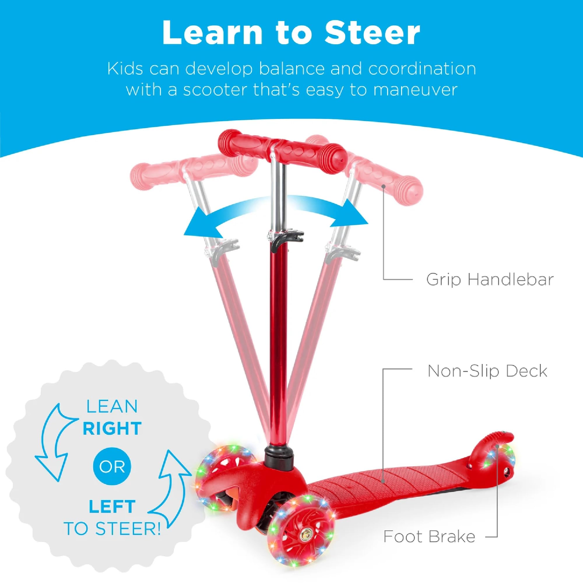 Foto 5 pulgar | Kick Scooter Best Choice Products Para Niños Con Ruedas Iluminadas, Color Rojo - Venta Internacional.
