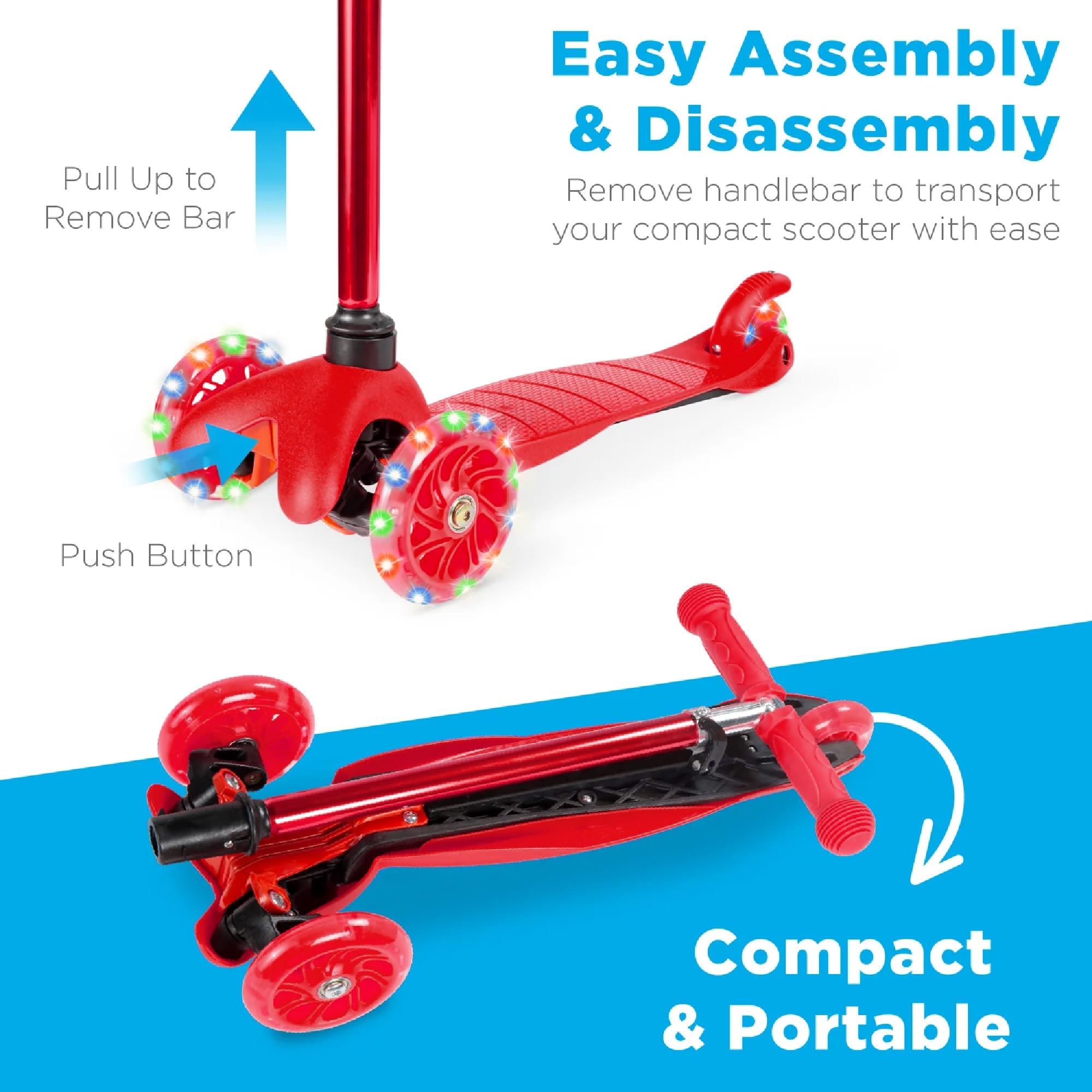 Foto 6 pulgar | Kick Scooter Best Choice Products Para Niños Con Ruedas Iluminadas, Color Rojo - Venta Internacional.