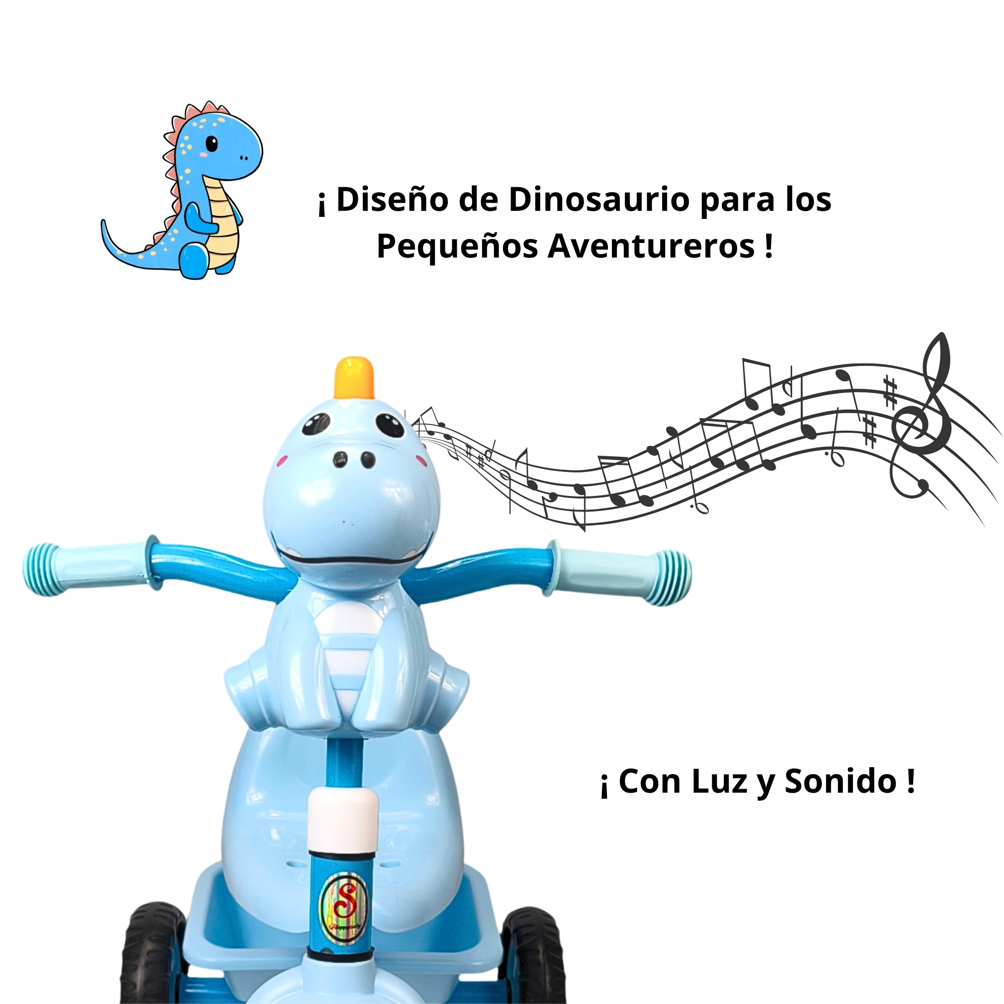 Foto 3 pulgar | Triciclo Infantil Dinosaurio Con Luces Y Sonidos 3 A 5 Años - Azul