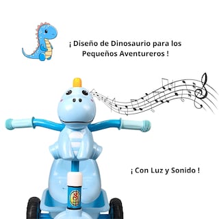 Foto 2 | Triciclo Infantil Dinosaurio Con Luces Y Sonidos 3 A 5 Años - Azul
