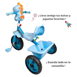 Foto 3 | Triciclo Infantil Dinosaurio Con Luces Y Sonidos 3 A 5 Años - Azul