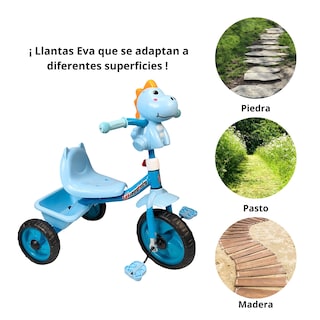 Foto 4 | Triciclo Infantil Dinosaurio Con Luces Y Sonidos 3 A 5 Años - Azul