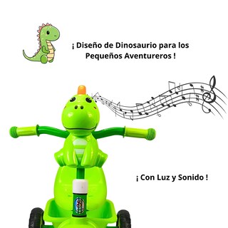 Foto 2 | Triciclo Infantil Dinosaurio Con Luces Y Sonidos 3 A 5 Años - Verde