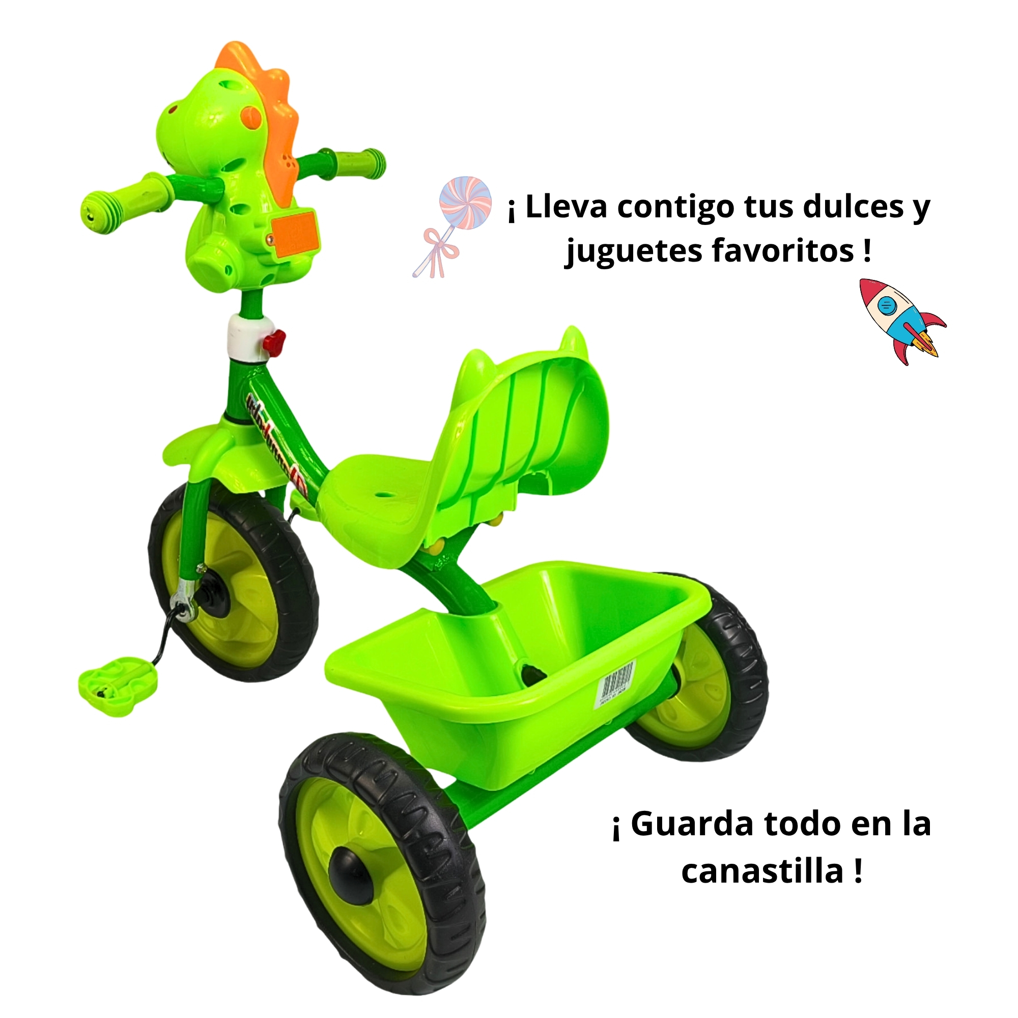 Foto 4 pulgar | Triciclo Infantil Dinosaurio Con Luces Y Sonidos 3 A 5 Años - Verde