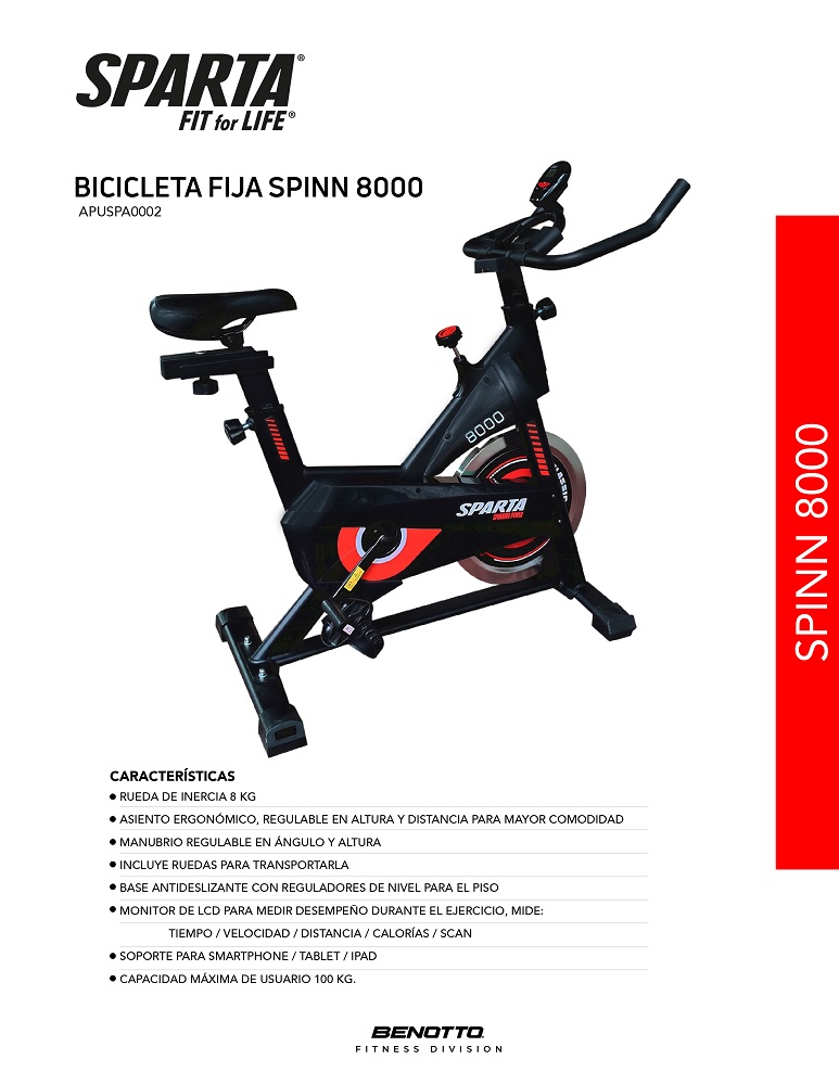 Foto 7 | Bicicleta Fija Rueda Inercia 8kg Sparta Fitness Spin1