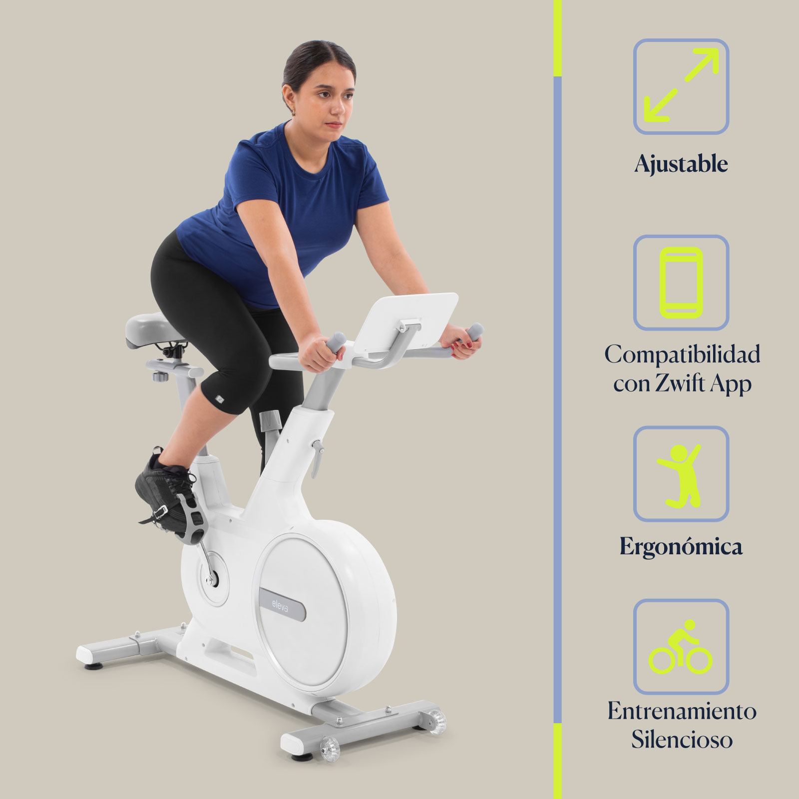 Foto 4 pulgar | Bicicleta Estática Eleva para Spinning Blanco