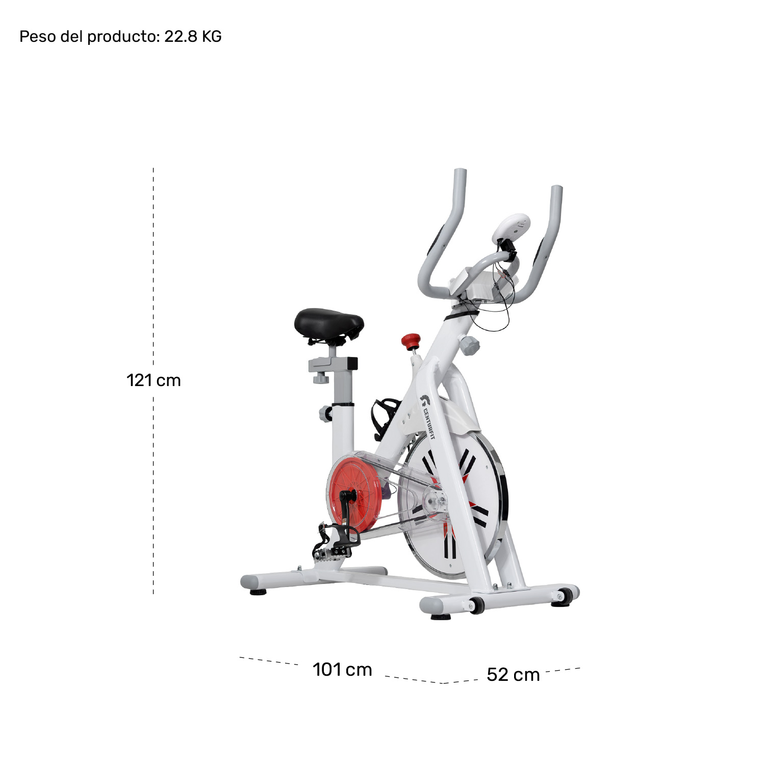 Foto 7 pulgar | Bicicleta Fija Centurfit Blanca Spinning 8 kg