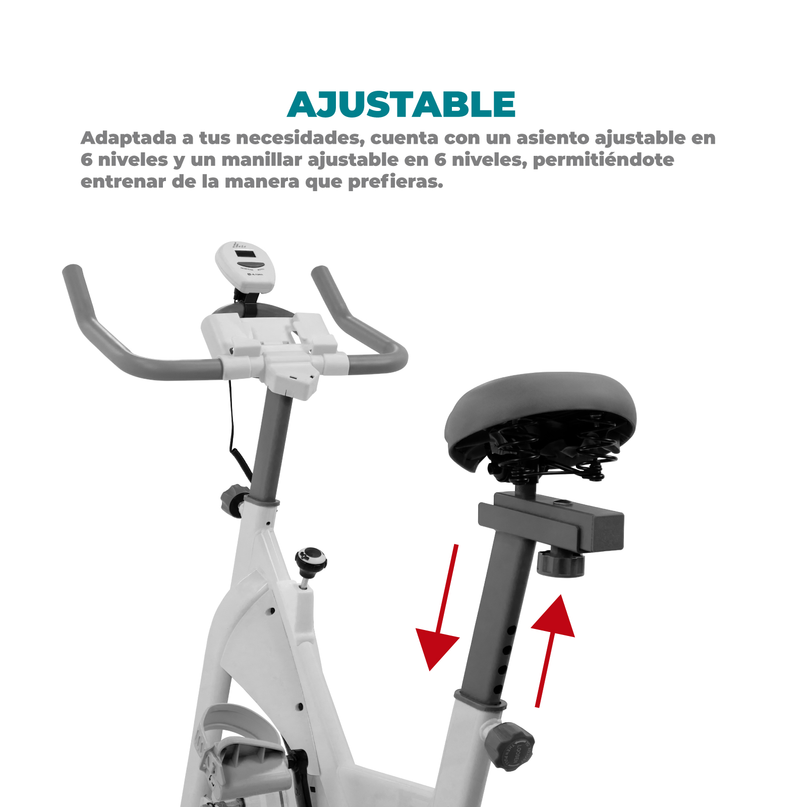 Foto 7 pulgar | Bicicleta Estática Altera Blanche Spinning C/ Asiento Y Manubrio Ajustable Capacidad 100 Kg Color Blanco