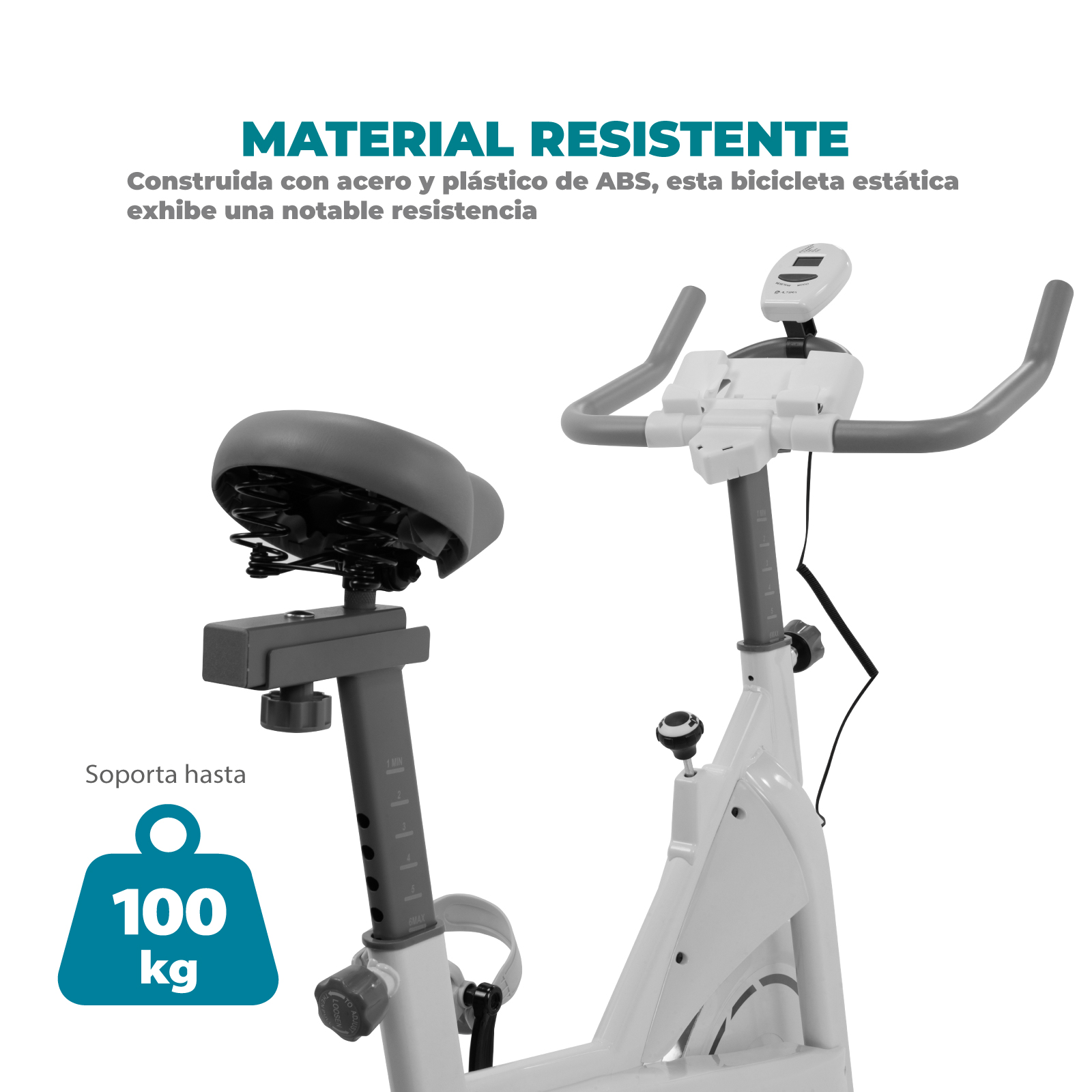 Foto 7 | Bicicleta Estática Altera Blanche Spinning C/ Asiento Y Manubrio Ajustable Capacidad 100 Kg Color Blanco