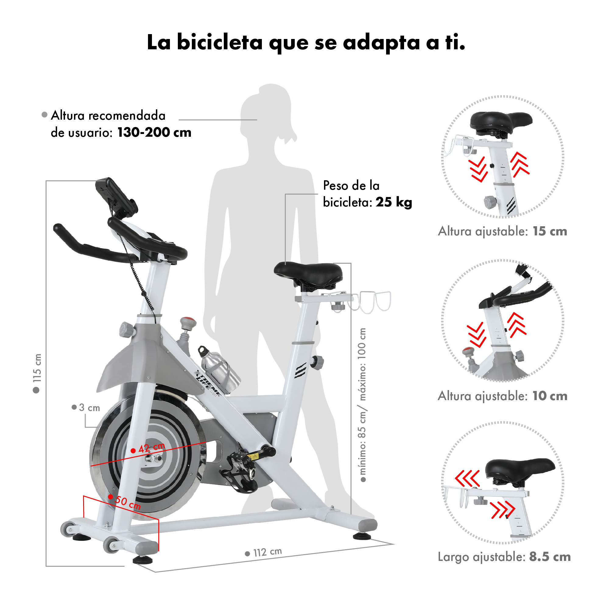 Foto 6 pulgar | Bicicleta Fija De Spinning Xtreme Life 20 Kg