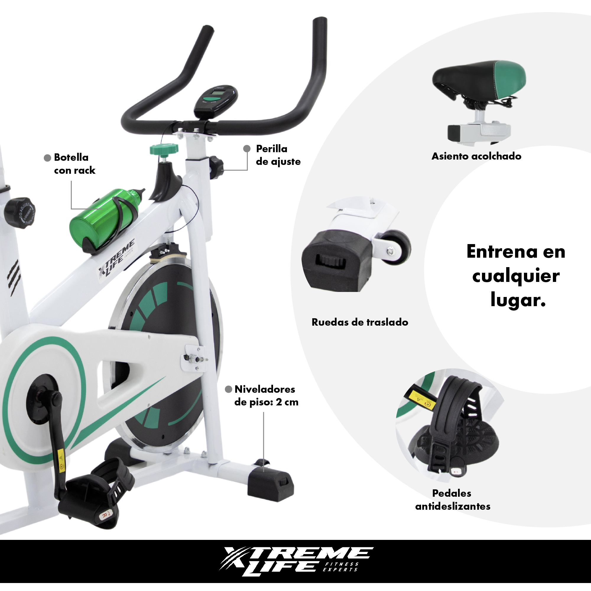 Foto 7 pulgar | Bicicleta Fija Spinning  Xtreme Life Blanca