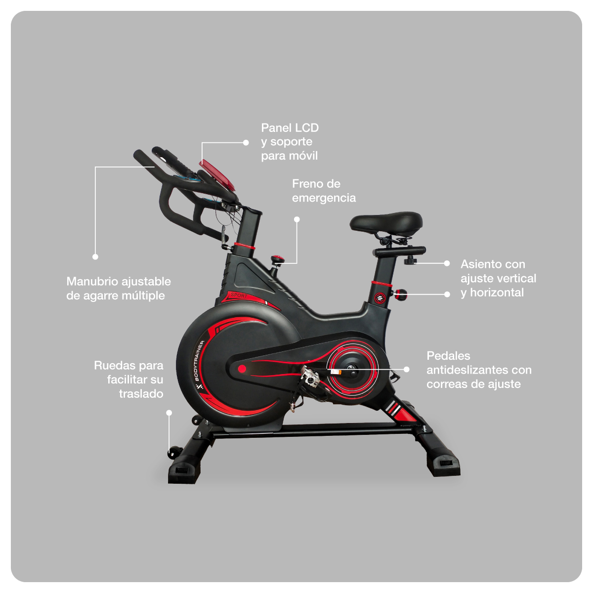 Foto 5 pulgar | Bicicleta Para Spinning Magnética Bodytrainer  Jy-8808 Con Disco De 5 Kg Compacta Y Silenciosa