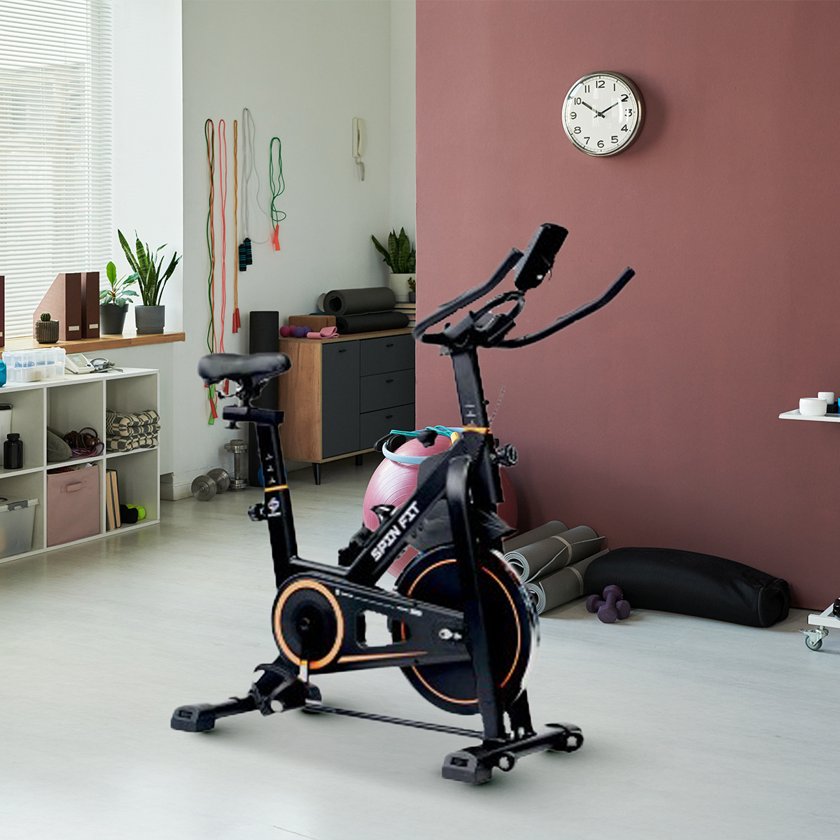 Foto 6 pulgar | Bicicleta Fija Quick Fit Pro Negra Ajustable Con Ruedas Cardio Fitness Spinning