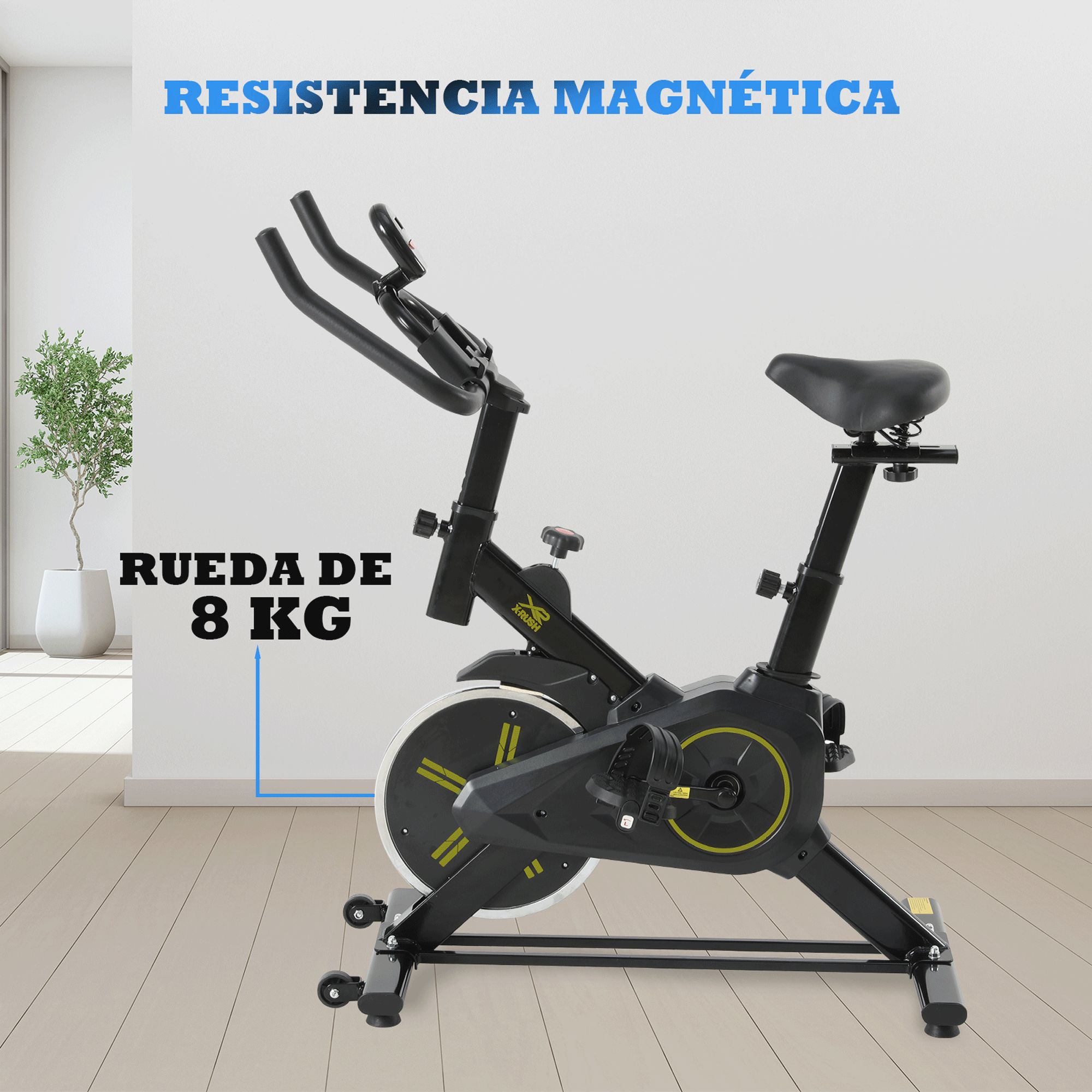 Foto 5 pulgar | Bicicleta Fija X-rush Spinx 8 Kg Negra – Compacta, Silenciosa Y Ajustable.
