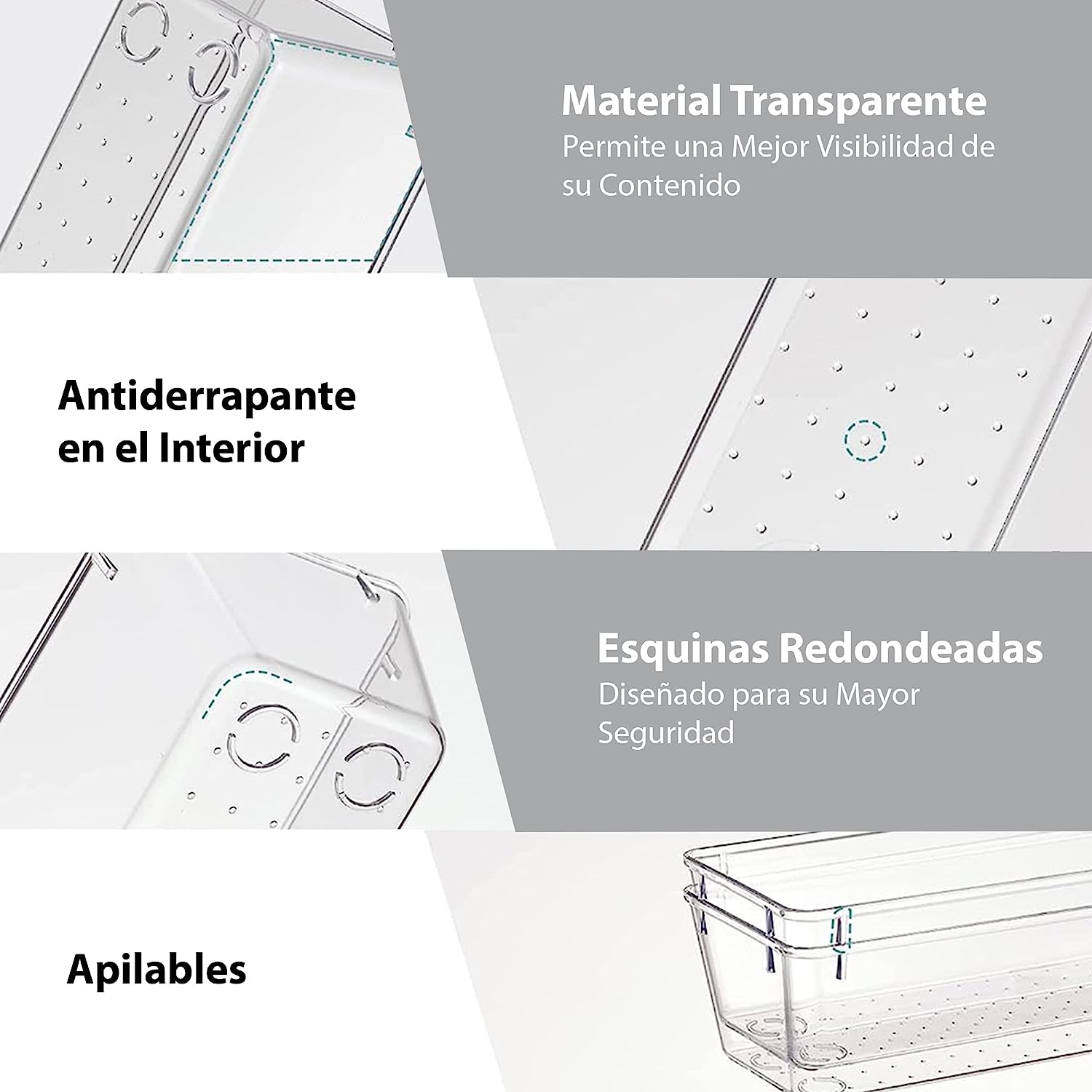 Foto 5 | Organizadores de Cajones MAGMA LIFE de Plastico Transparente 5 Tamaños Diferentes Perfecta para Organizar Todo 16 pieza