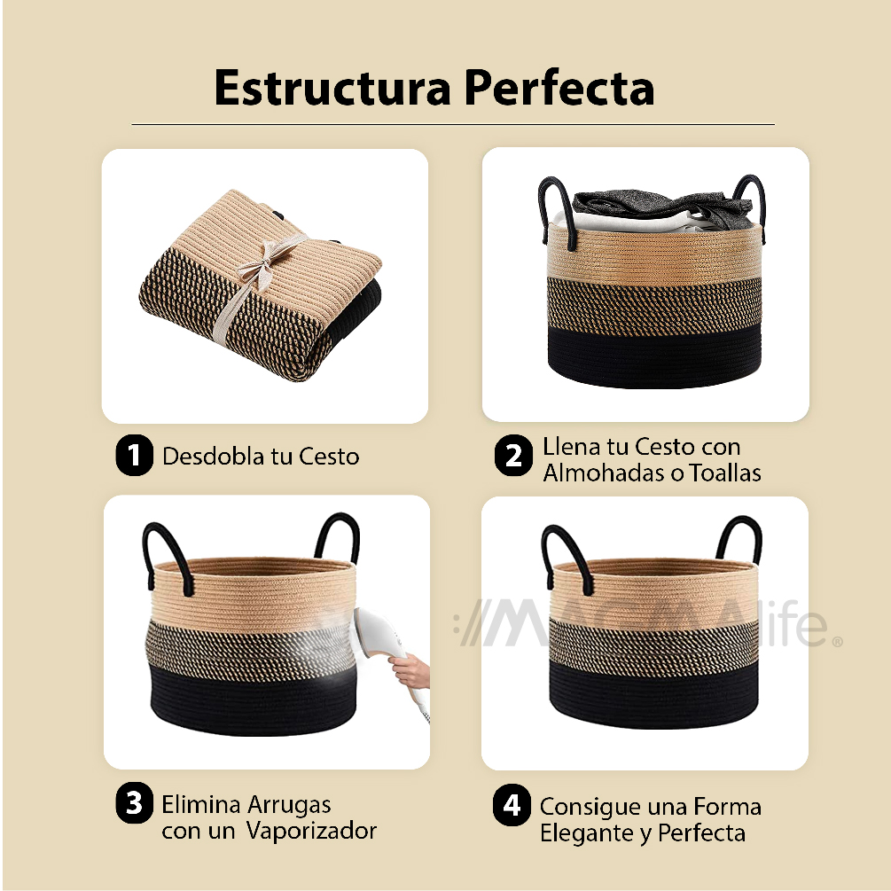 Foto 4 pulgar | Cesto de Lavandería MAGMA LIFE de Cuerda Tejida con Asas