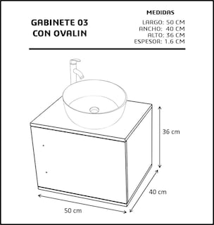 Foto 4 | Gabinete Flotante para Baño con Ovalín y Monomando