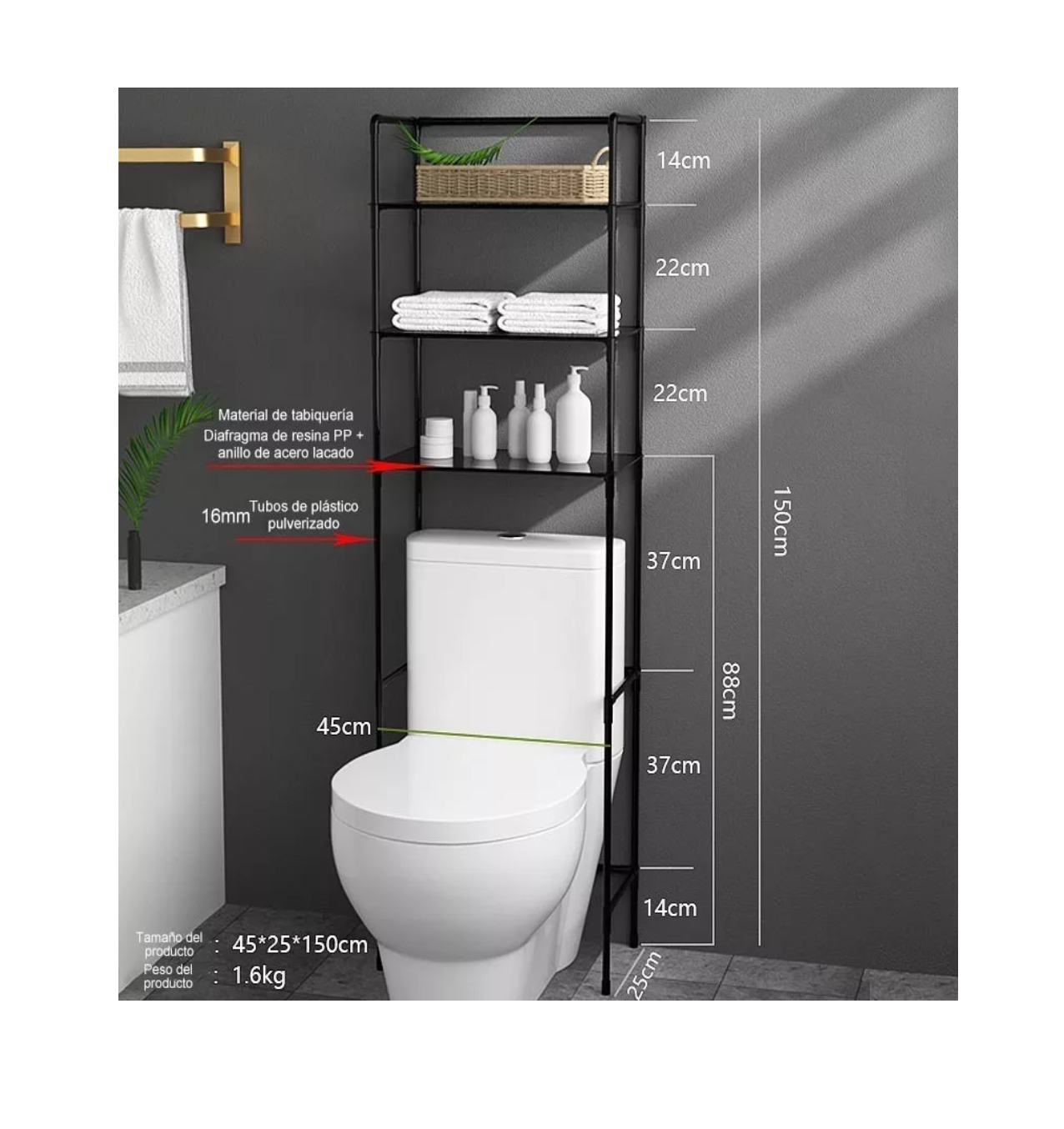 Foto 4 pulgar | Organizador para Baño Belug Negro