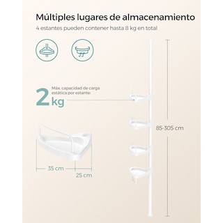 Foto 4 | Organizador para Baño Songmics Blanco Ajustable