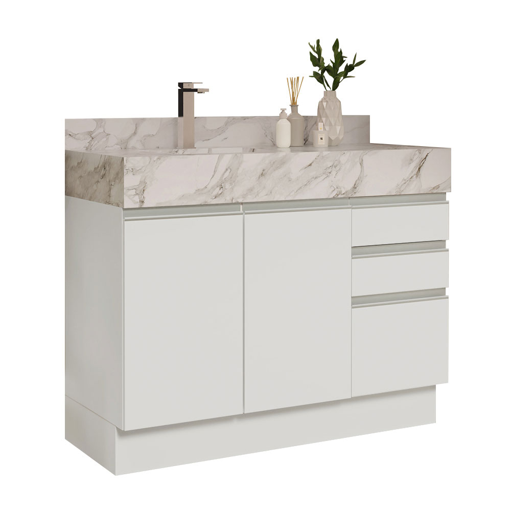 Foto 2 pulgar | Armario para Baño Madesa de 120 cm con 2 Puertas y 3 Cajones Blanco