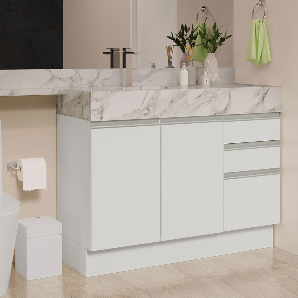 Foto 3 pulgar | Armario para Baño Madesa de 120 cm con 2 Puertas y 3 Cajones Blanco